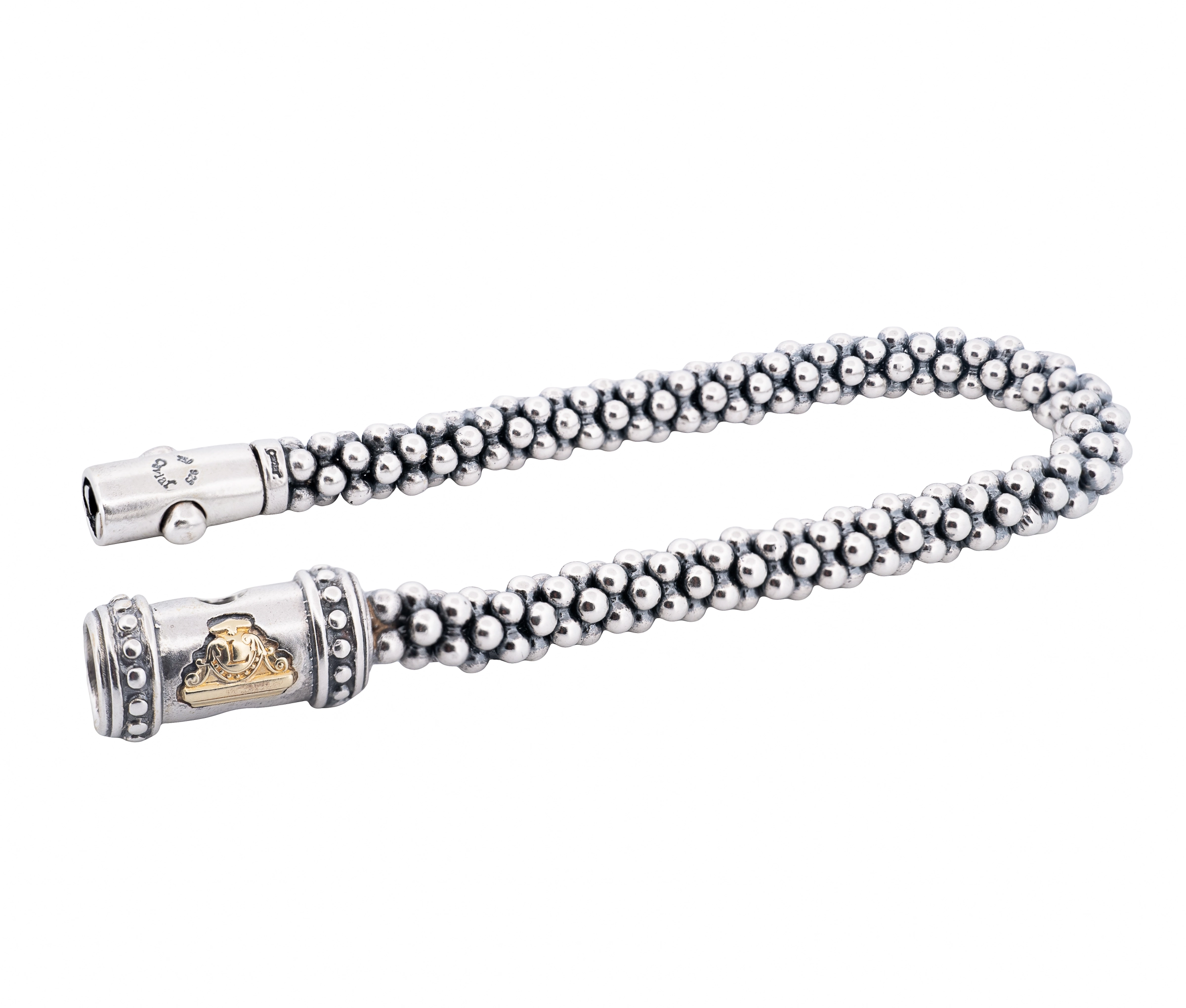 Lagos Caviar Sterling Silver and 18K Yellow Gold Signature Bracelet 7mm - Image 3