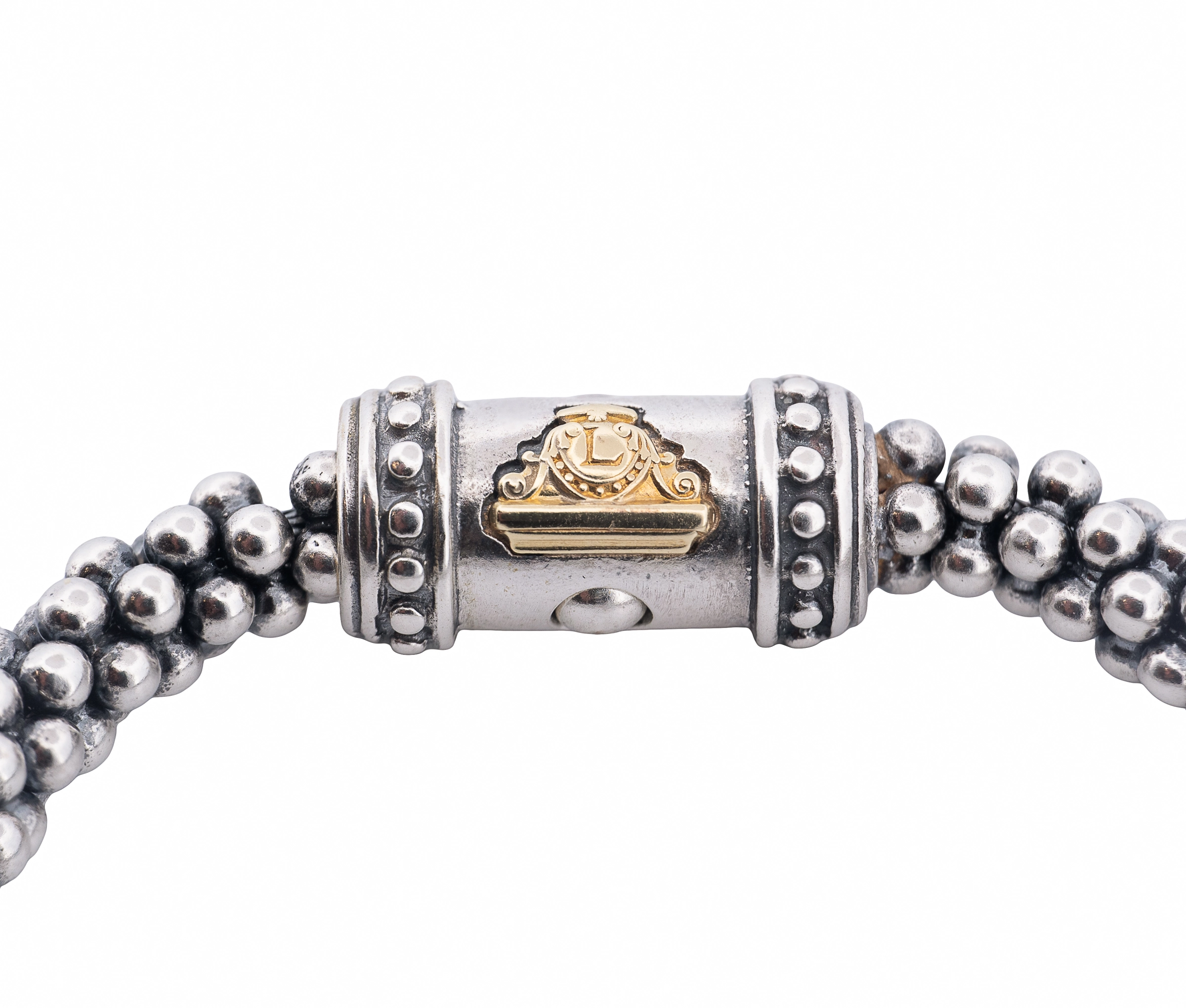 Lagos Caviar Sterling Silver and 18K Yellow Gold Signature Bracelet 7mm - Image 2