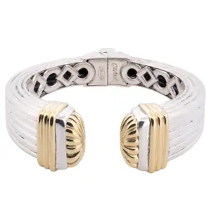 Lagos Caviar Sterling Silver ad 18K Yellow Gold Hinged Bracelet
