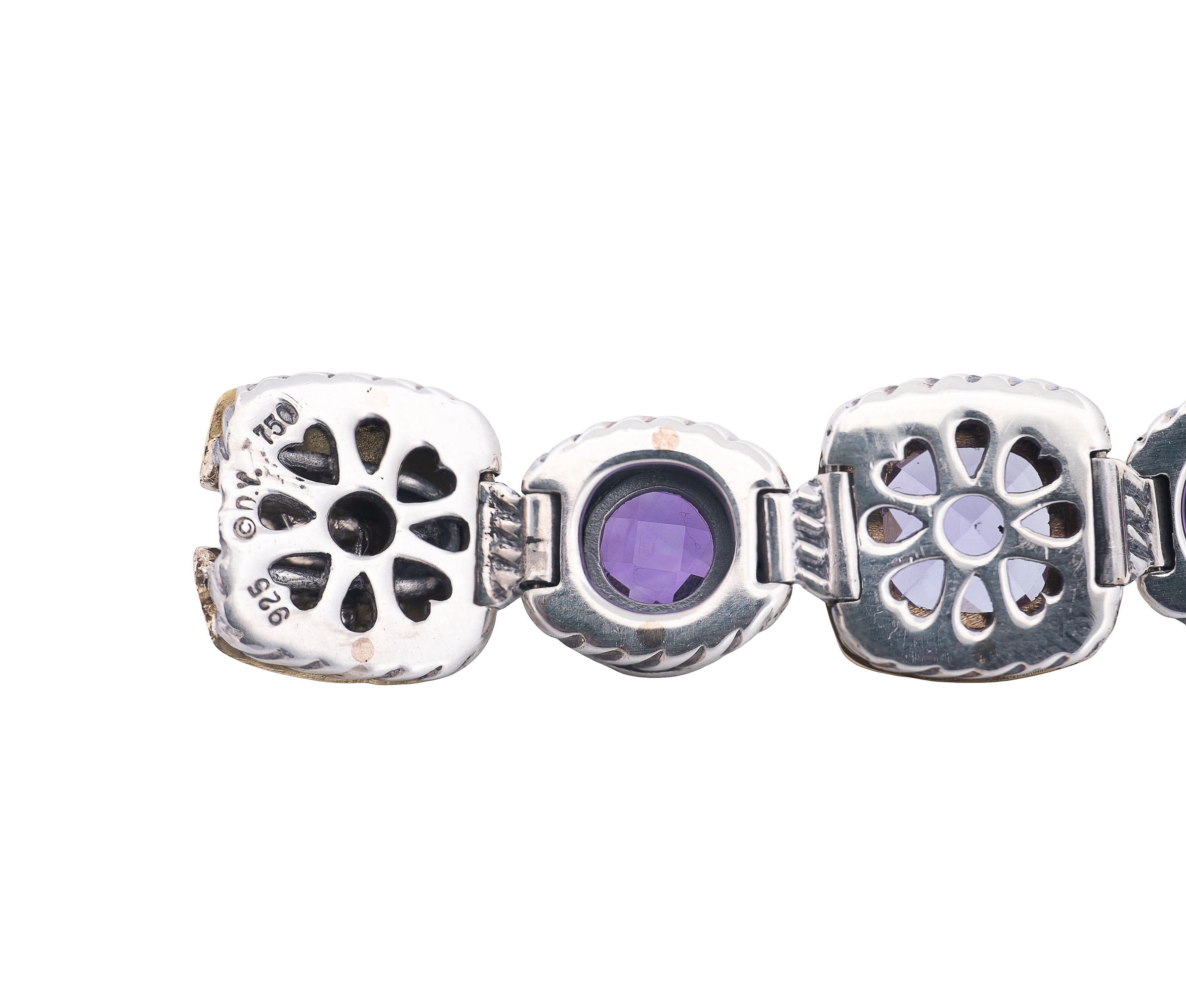 David Yurman Renaissance Amethyst Bracelet in Sterling Silver & 18K Yellow Gold - Image 5