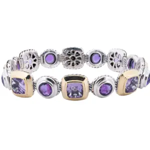 David Yurman Renaissance Amethyst Bracelet in Sterling Silver & 18K Yellow Gold
