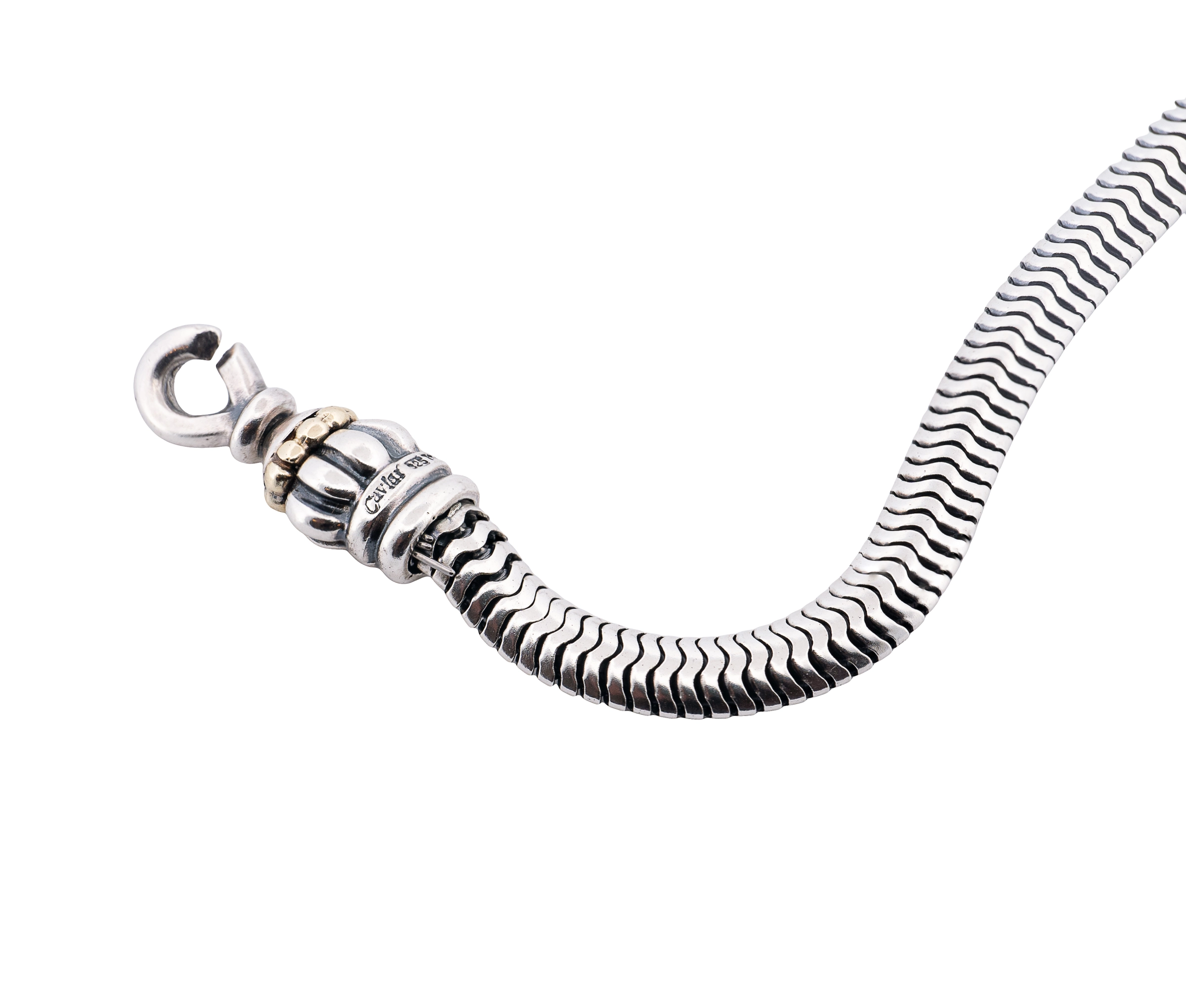 Lagos Caviar Sterling Silver and 18K Yellow Gold Blue Topaz Necklace - Image 4