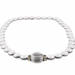 Lagos Caviar Sterling Silver and 18K Yellow Gold Dot Necklace