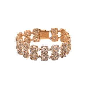 22K Yellow Gold 11.0cttw. Diamond Halo Style Diamond Bracelet