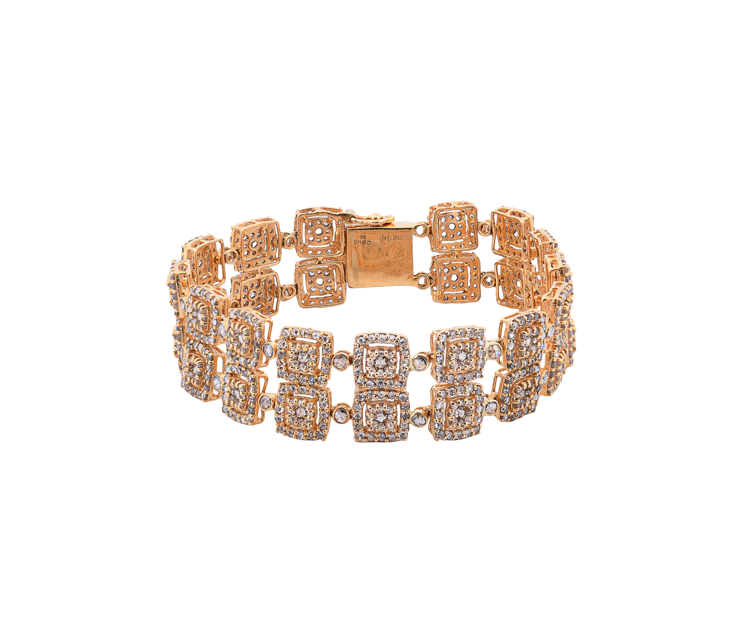 22K Yellow Gold 11.0cttw. Diamond Halo Style Diamond Bracelet