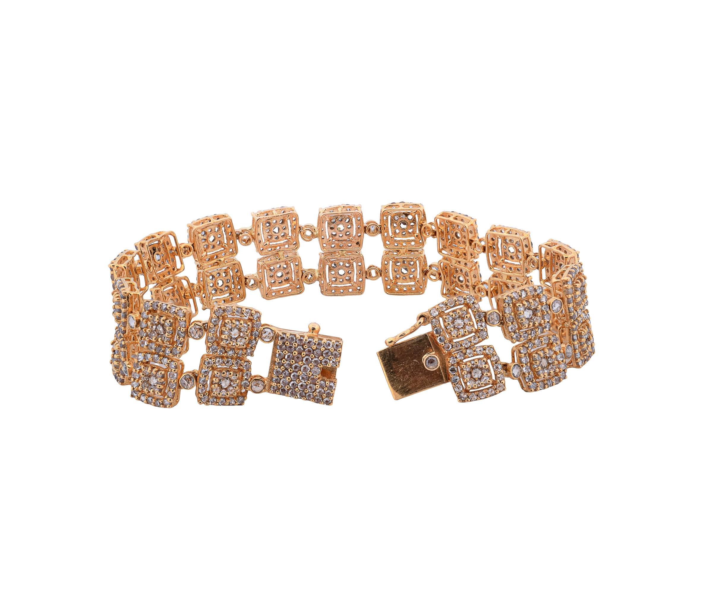 22K Yellow Gold 11.0cttw. Diamond Halo Style Diamond Bracelet - Image 4