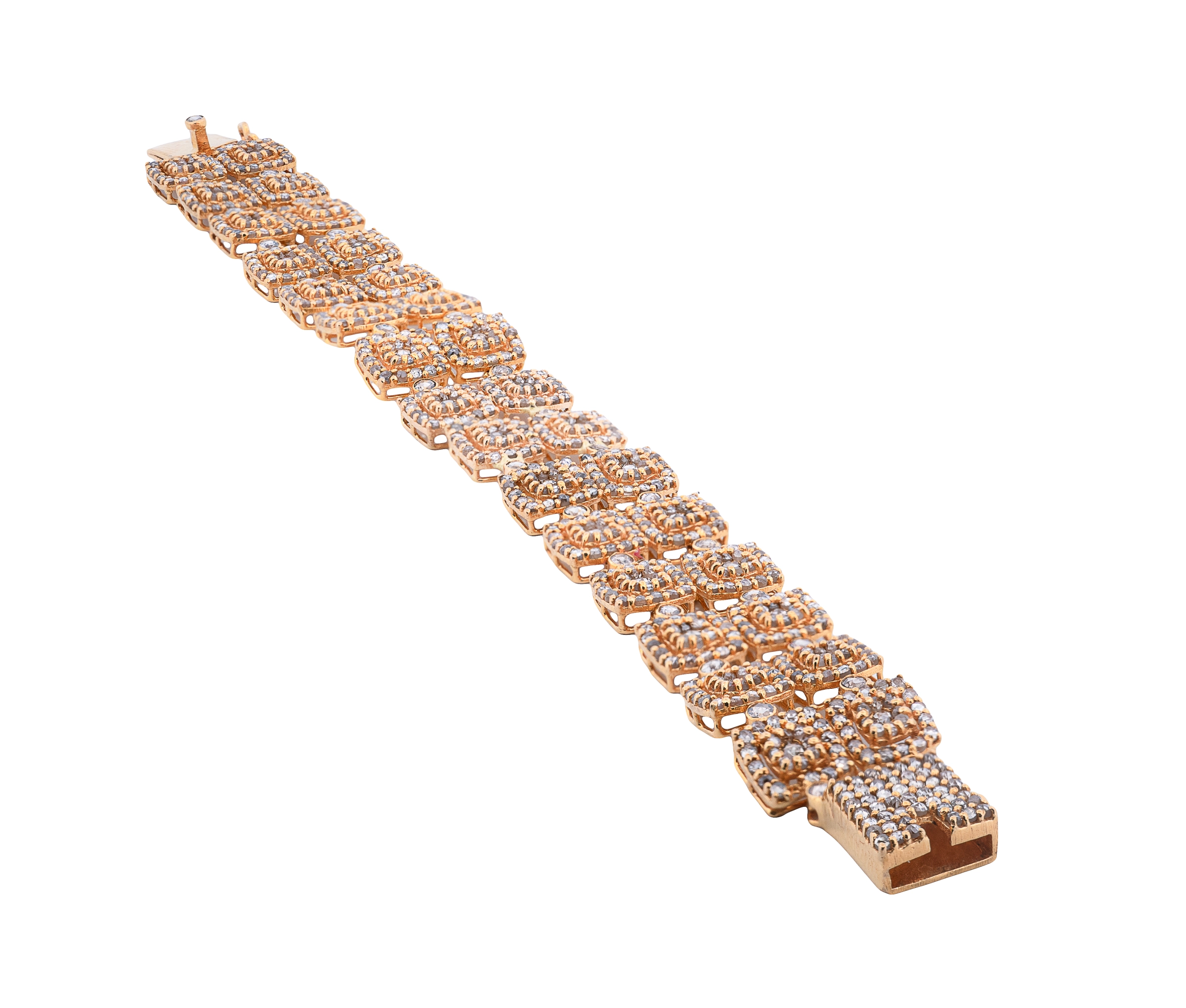 22K Yellow Gold 11.0cttw. Diamond Halo Style Diamond Bracelet - Image 5
