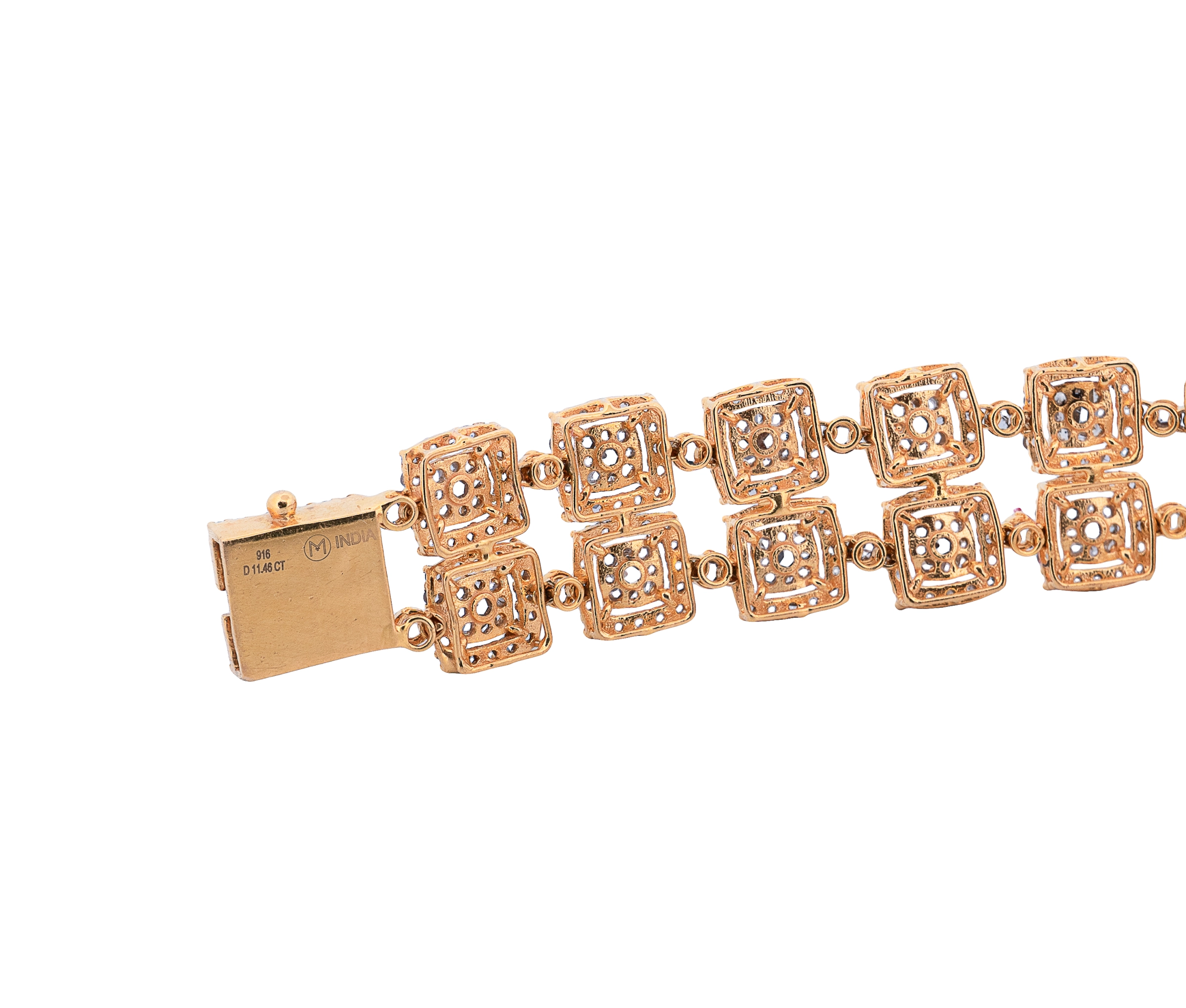 22K Yellow Gold 11.0cttw. Diamond Halo Style Diamond Bracelet - Image 3