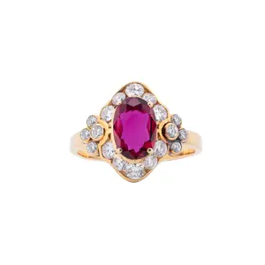 18K Yellow Gold Ruby and Diamond Fashion Ring