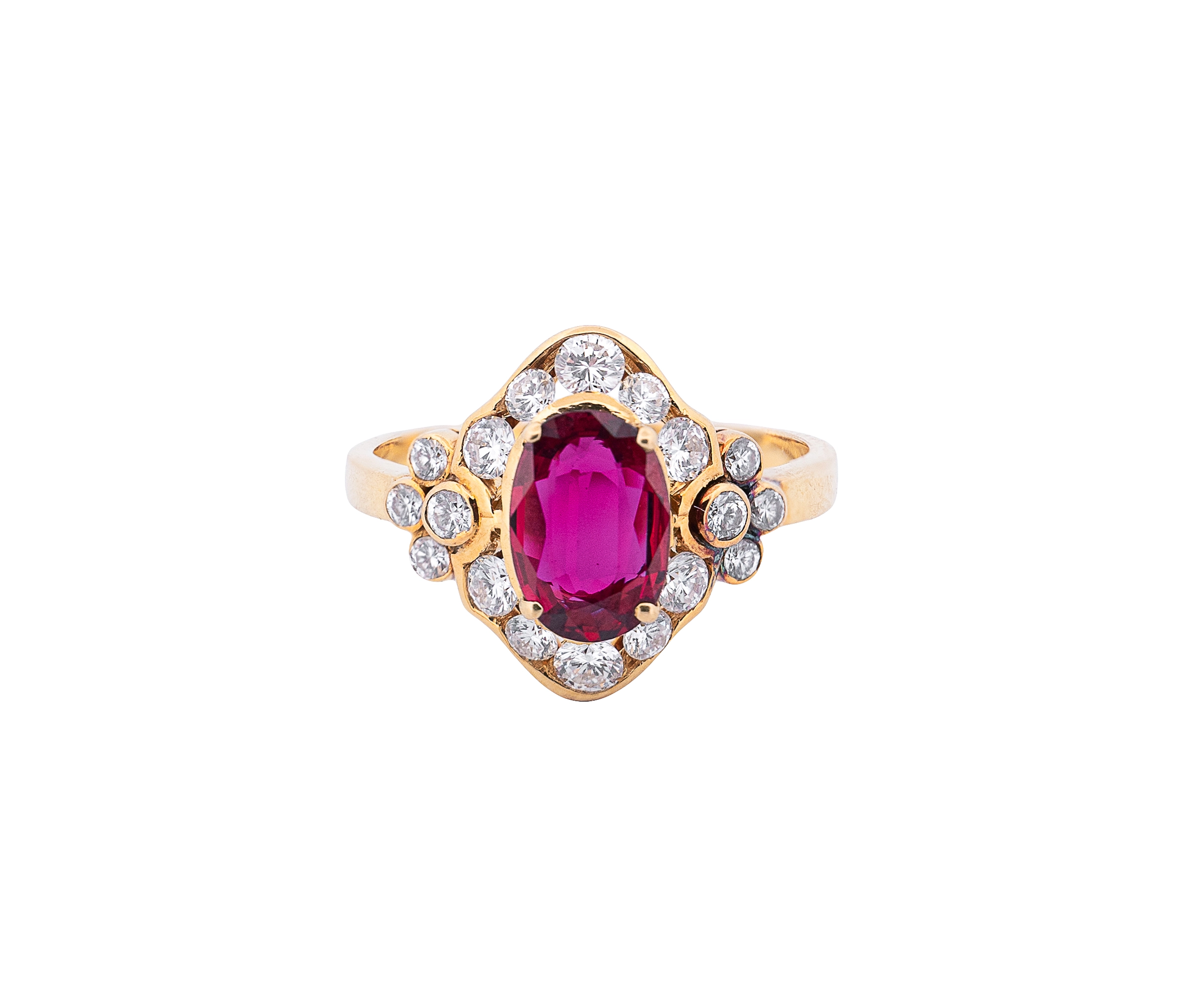 18K Yellow Gold Ruby and Diamond Fashion Ring - Image 2