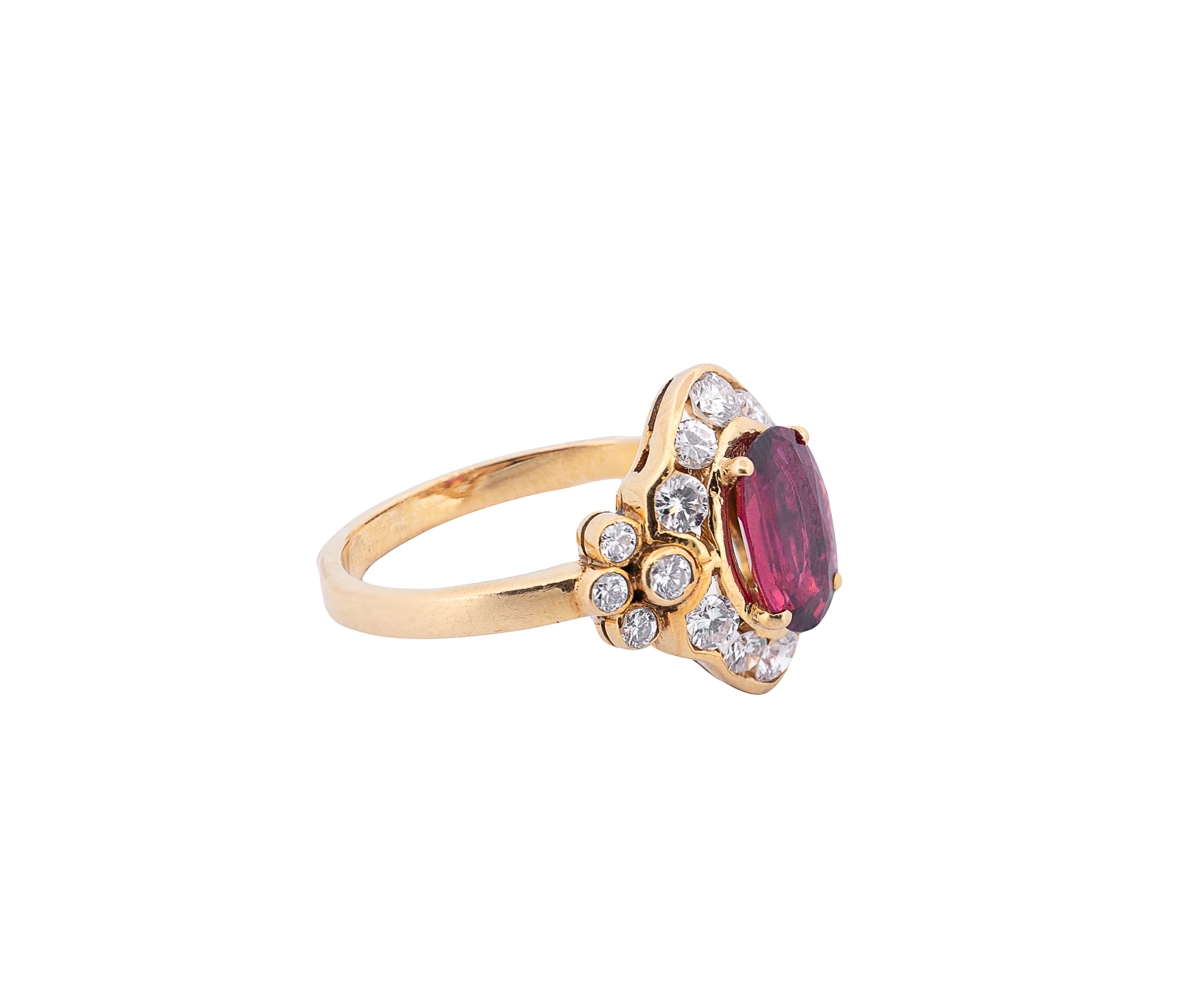 18K Yellow Gold Ruby and Diamond Fashion Ring - Image 3