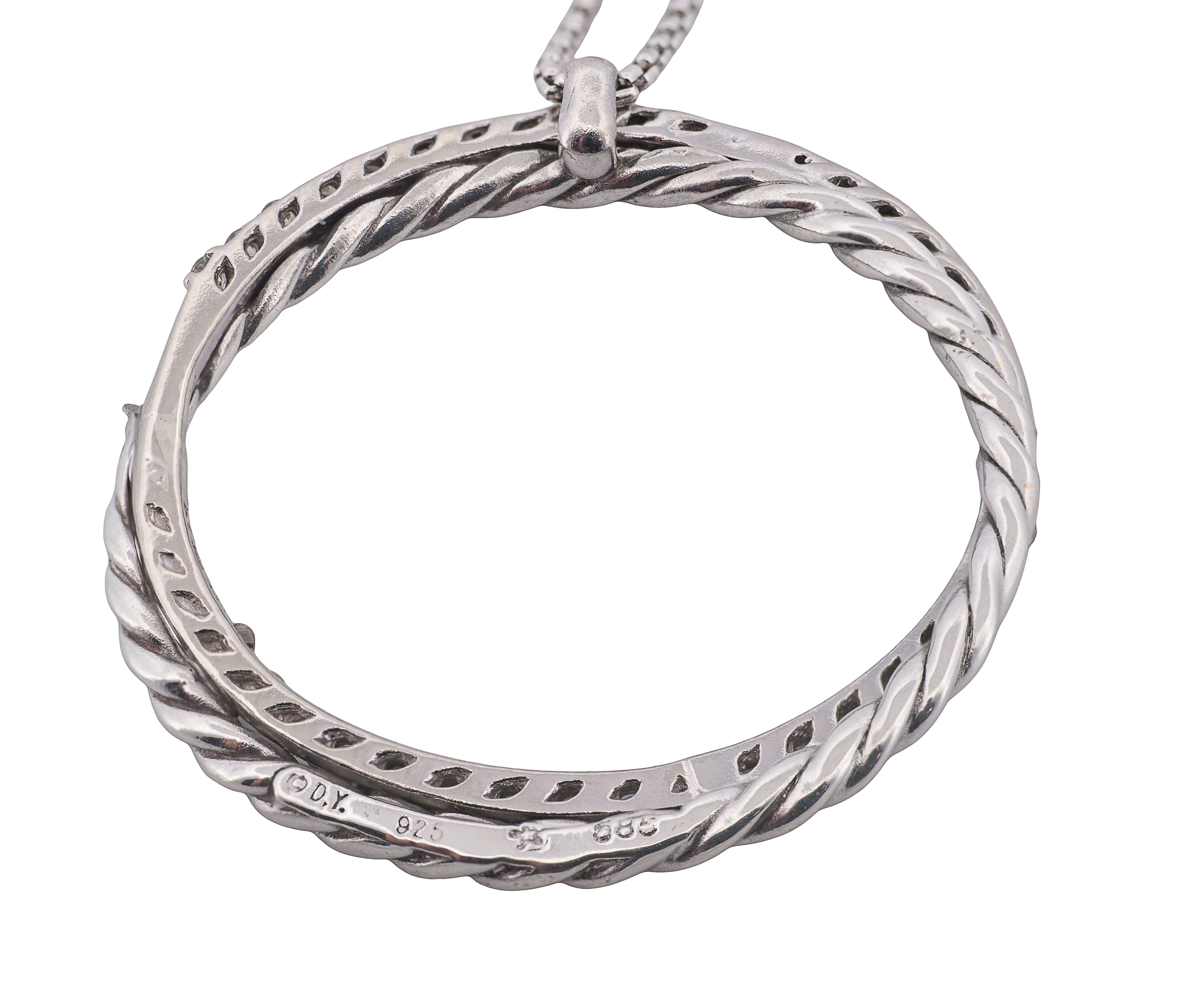 David Yurman Sterling Silver Diamond Necklace - Image 5