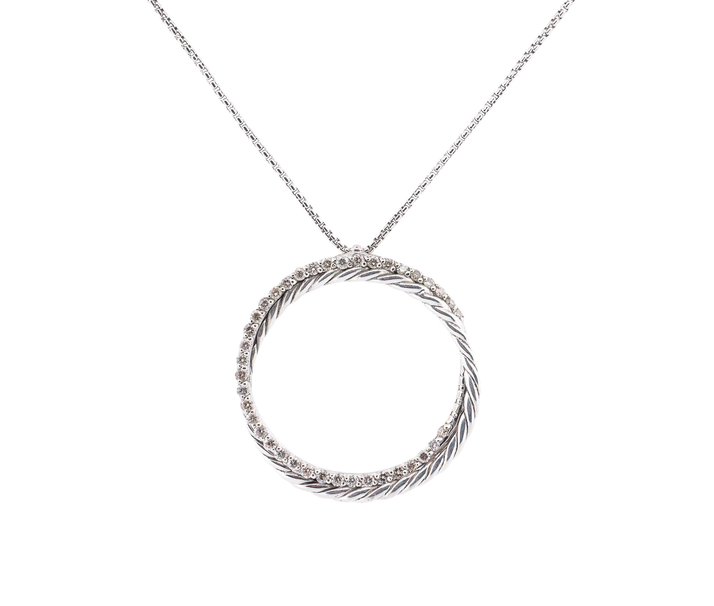 David Yurman Sterling Silver Diamond Necklace - Image 2
