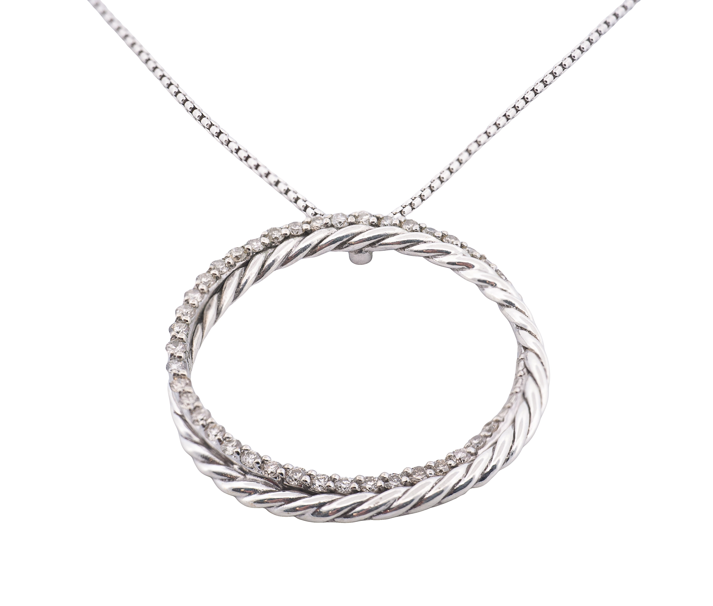 David Yurman Sterling Silver Diamond Necklace