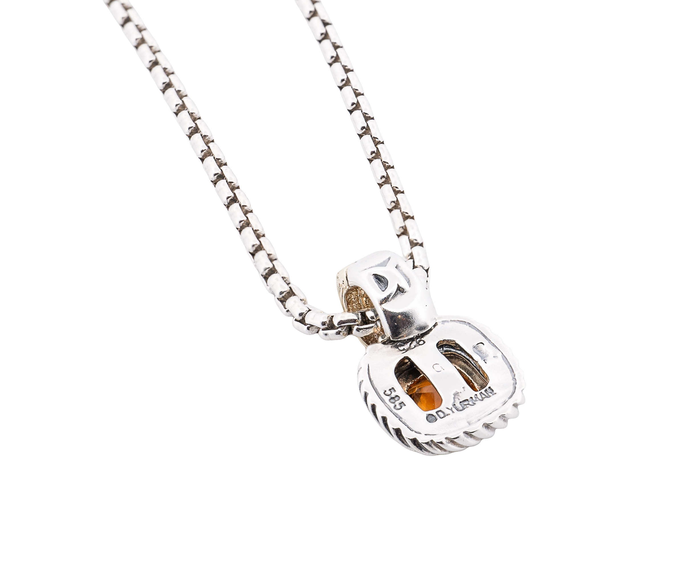 David Yurman Albion Sterling Silver and 14K Yellow Gold Citrine Necklace 7mm - Image 2