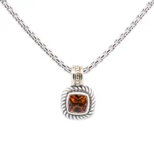 David Yurman Albion Sterling Silver and 14K Yellow Gold Citrine Necklace 7mm