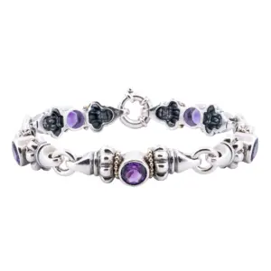 Lagos Caviar Amethyst Glacier Bracelet in Sterling Silver and 18K Yellow Gold