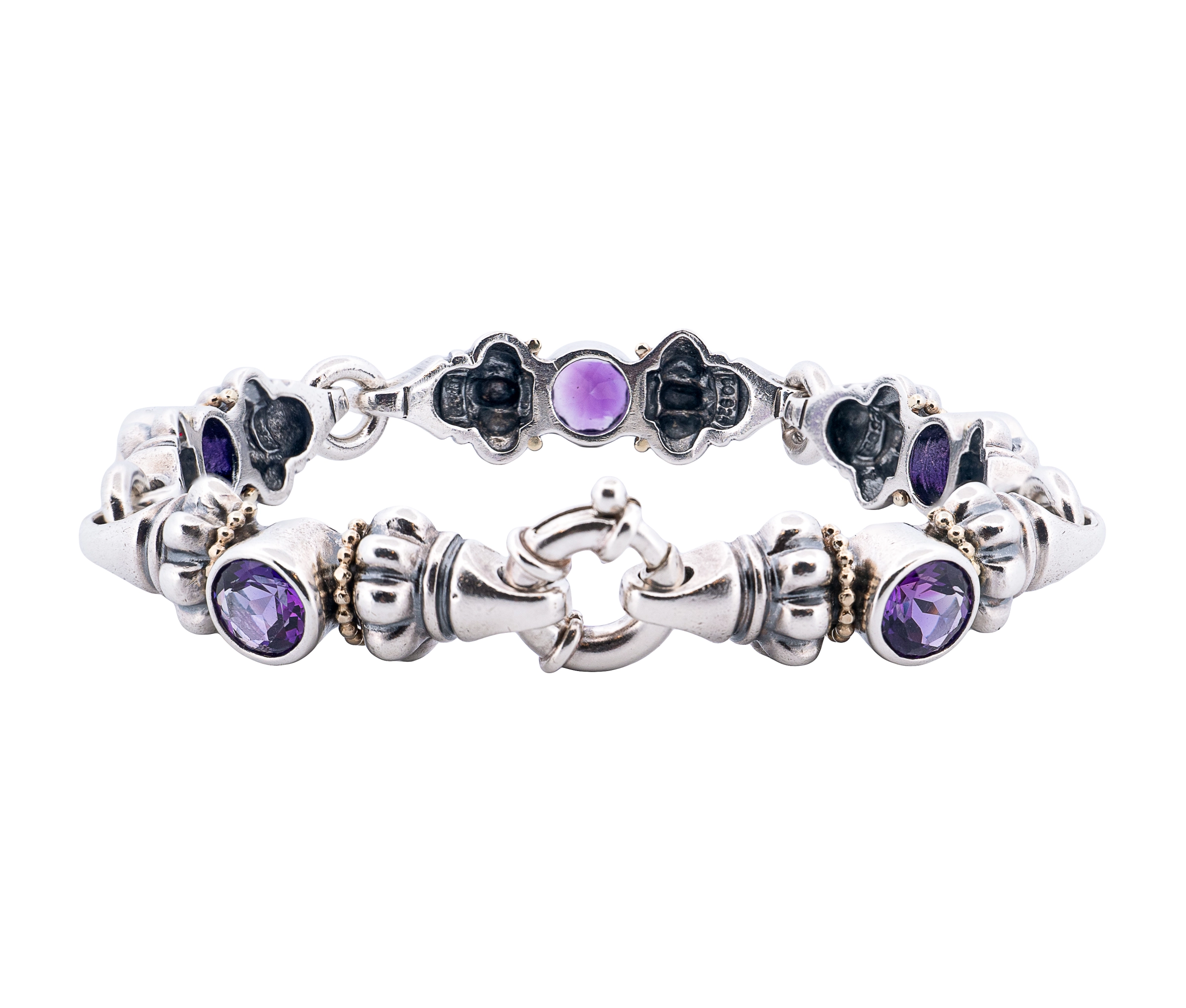 Lagos Caviar Amethyst Glacier Bracelet in Sterling Silver and 18K Yellow Gold - Image 2
