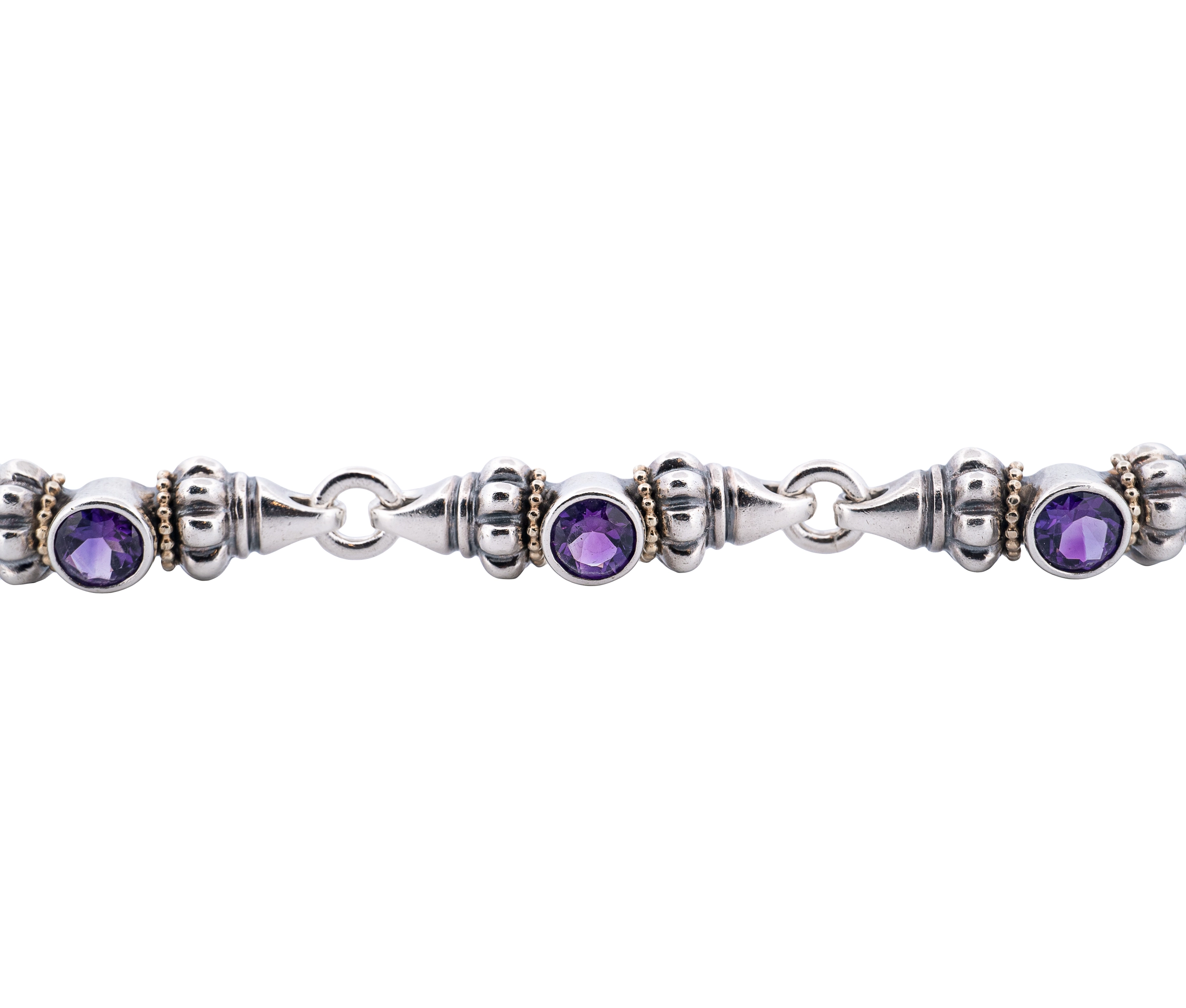Lagos Caviar Amethyst Glacier Bracelet in Sterling Silver and 18K Yellow Gold - Image 4