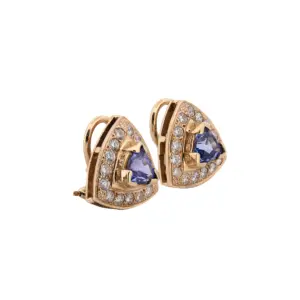 14KT Yellow Gold Tanzanite Diamond Earrings