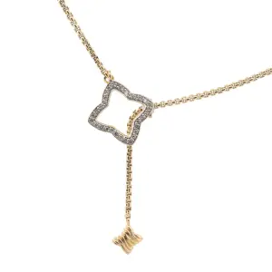 David Yurman 18K Yellow Gold Quatrefoil Diamond Lariat Necklace