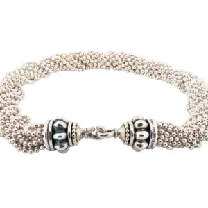 Lagos Caviar Sterling Silver and 18K Yellow Gold Multi Strand Bead Necklace