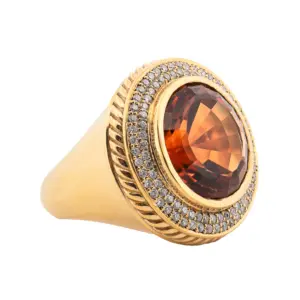 18KT Yellow Gold & Madeira Citrine Halo Ring
