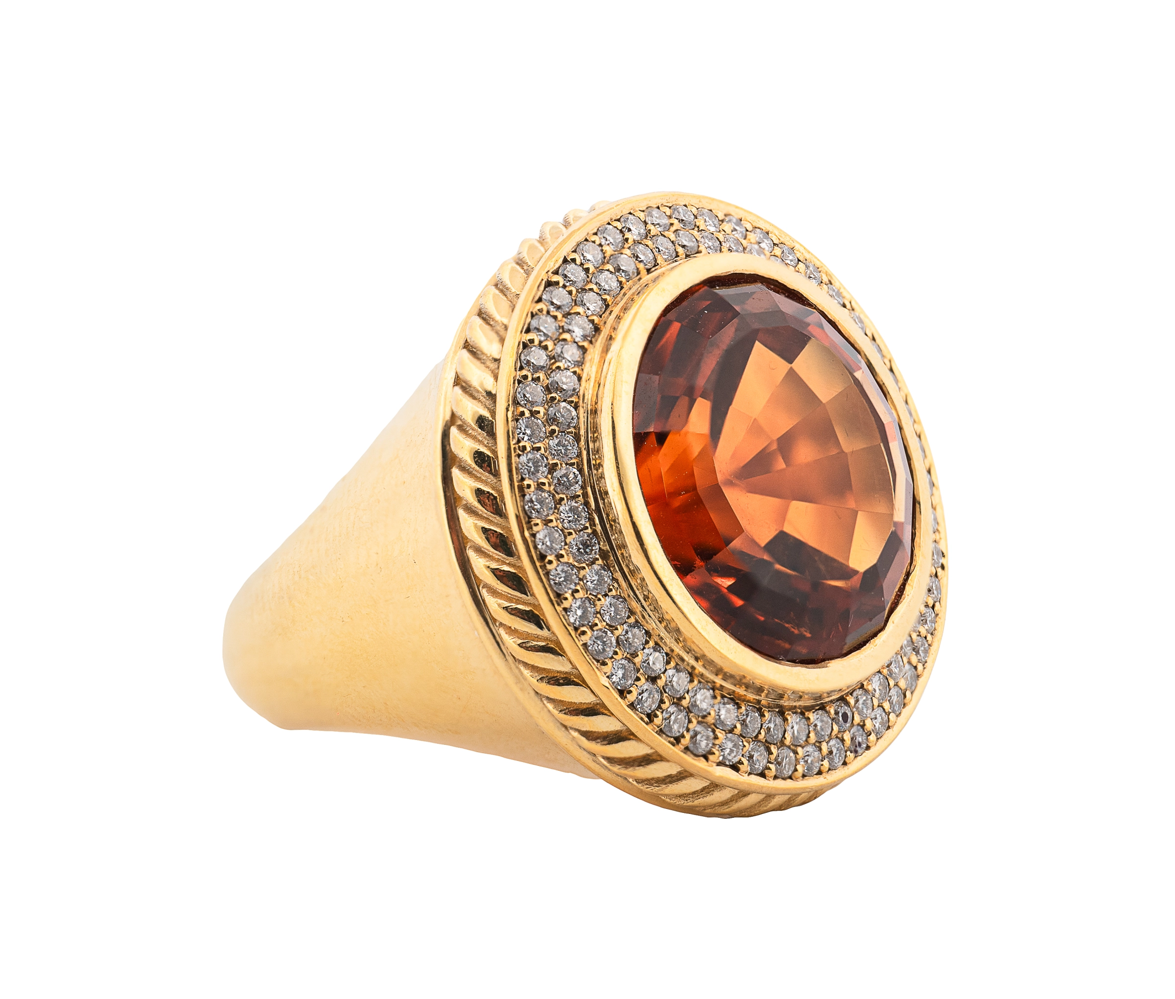 18KT Yellow Gold & Madeira Citrine Halo Ring