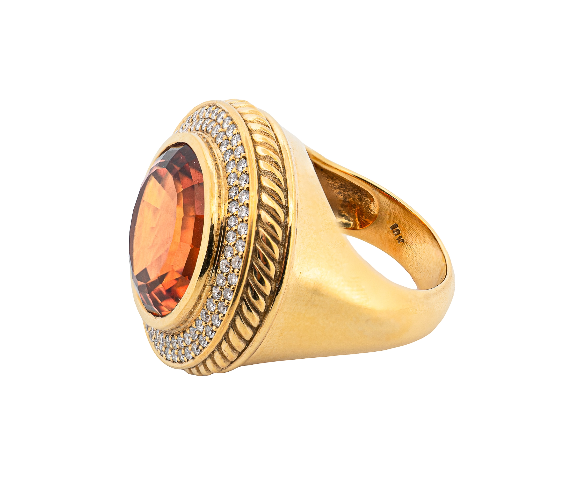 18KT Yellow Gold & Madeira Citrine Halo Ring - Image 3