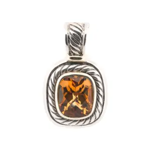 David Yurman Sterling Silver & 14K YG Citrine Pendant