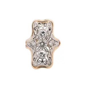 Antique 14K Yellow and White Gold 0.88Ct Diamond Ring