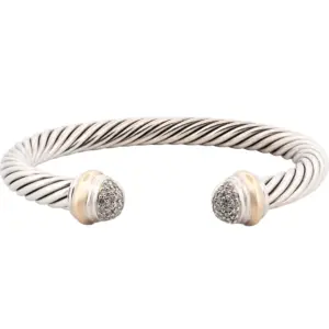 David Yurman Classic Cable Bracelet in Sterling & 18K Gold with 0.49Ct Diamonds