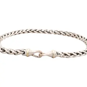 David Yurman Sterling Silver & 14k Gold Wheat Chain Necklace 8mm 17In