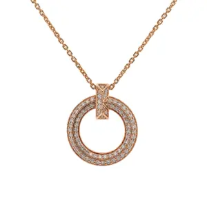 Tiffany T1 18K Rose Gold Diamond Circle Pendant