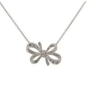 Tiffany & Co. Platinum 0.43Ct Diamond Ribbon Pendant Necklace
