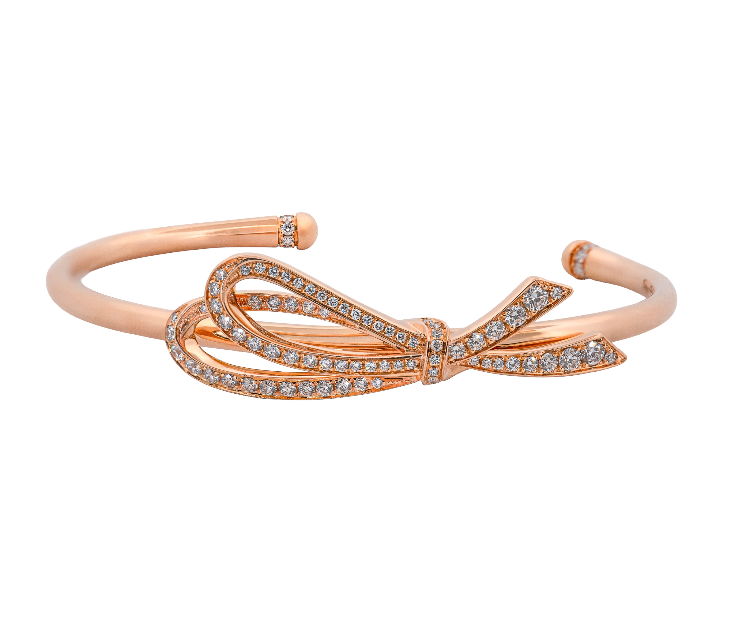 Tiffany & Co. Diamond Bow Cuff in 18 Karat Rose Gold 0.82 Carat - Image 2
