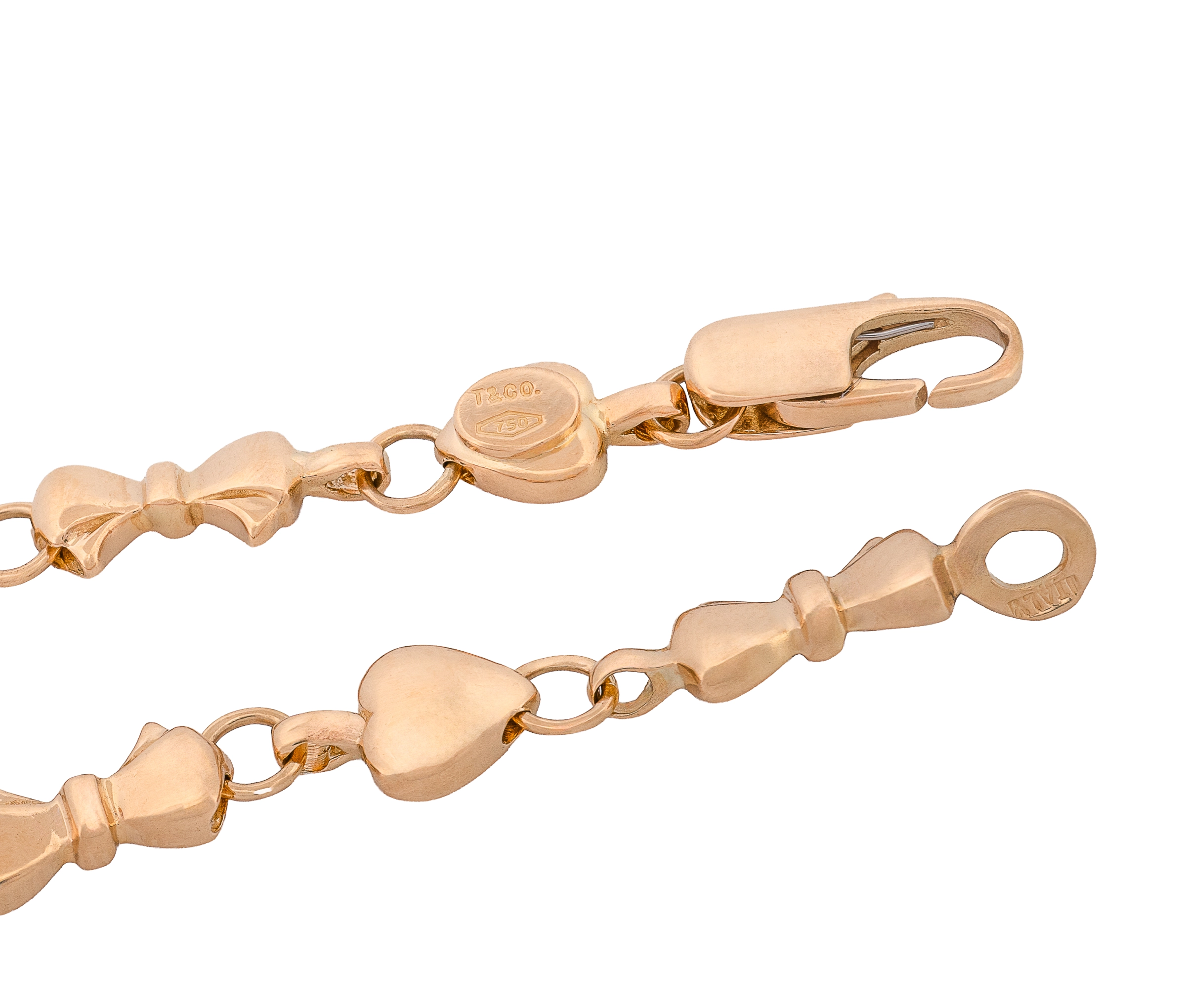 Tiffany & Co 18K Yellow Gold Heart and Bow Bracelet - Image 2
