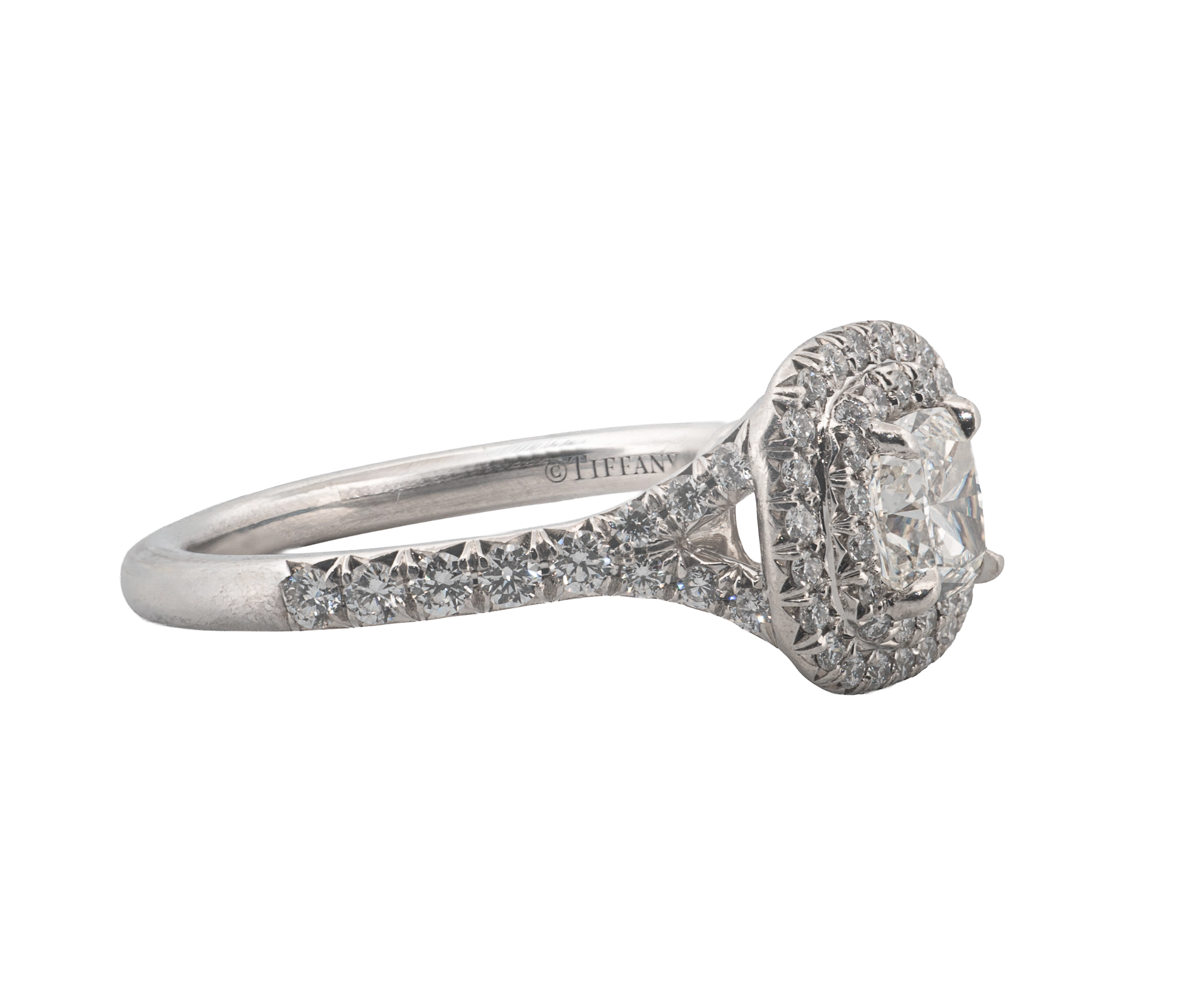 Tiffany and Co Soleste Platinum 0.35ct H VVS1 Cushion Shaped Diamond Ring - Image 3