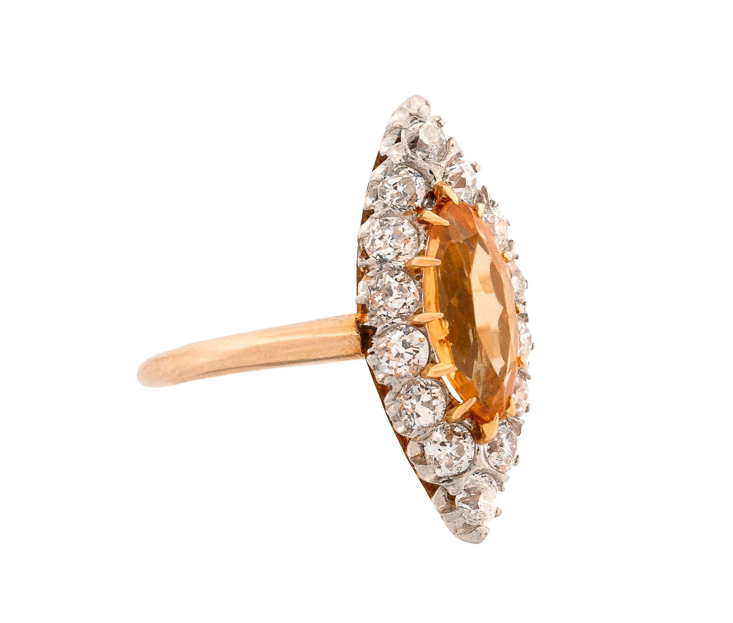 18K Yellow Gold Antique Imperial Topaz & Diamond Ring - Image 2