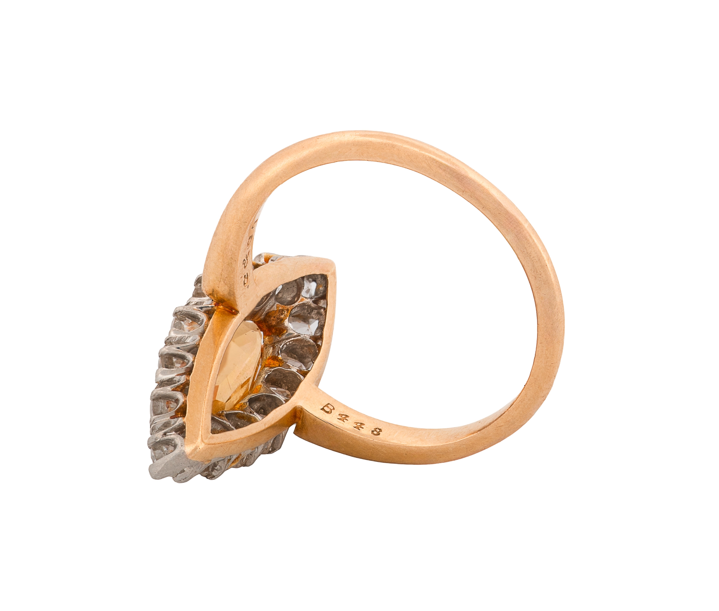 18K Yellow Gold Antique Imperial Topaz & Diamond Ring - Image 4