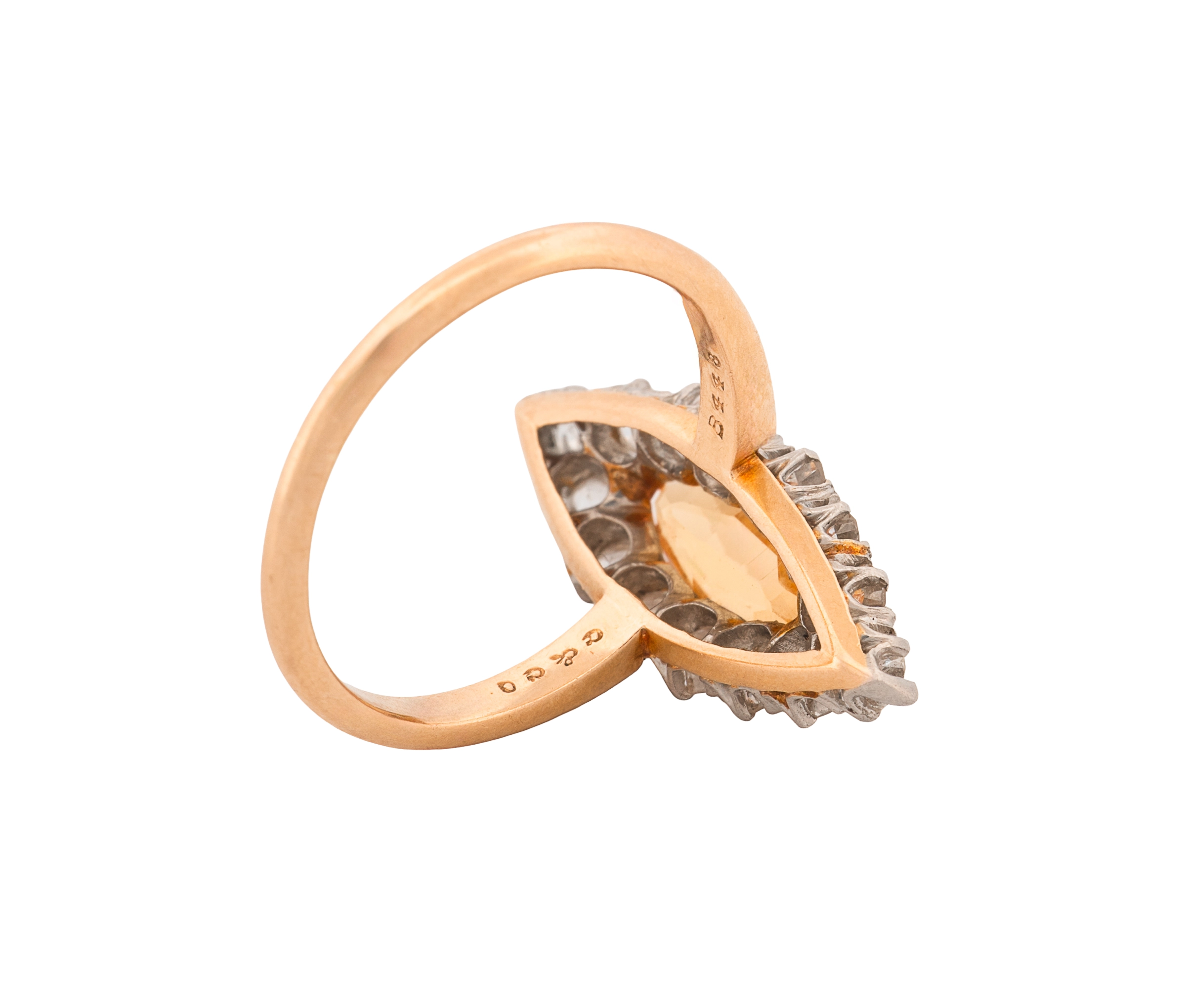 18K Yellow Gold Antique Imperial Topaz & Diamond Ring - Image 5