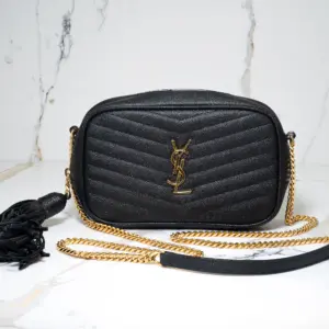 Saint Laurent Grain De Poudre Matelasse Monogram Mini Lou Bag