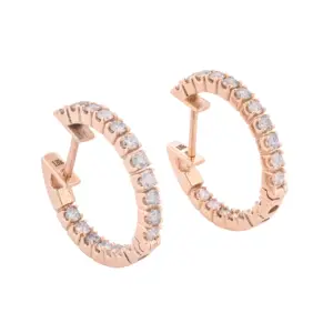 18KT Yellow Gold Diamond Hoop Earrings