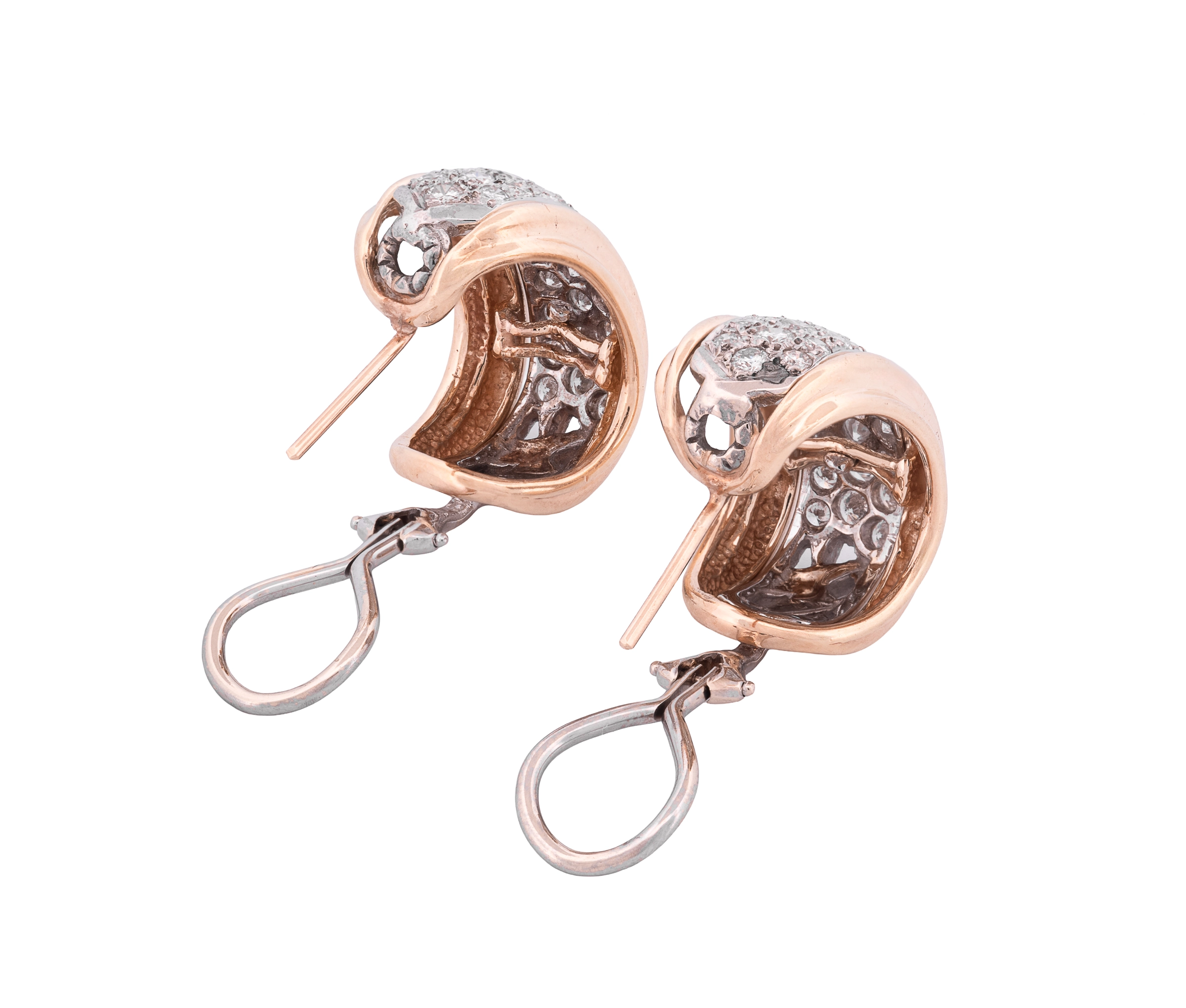 14K Yellow Gold Approx. 2.20Ct Diamond Huggie Hoop Earrings - Image 3