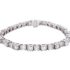 Platinum 6.00ct Round and Baguette Cut Diamond Bracelet