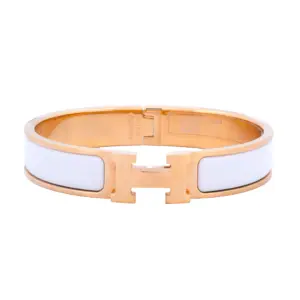 Hermès Gold & White Clic Clac H Bracelet