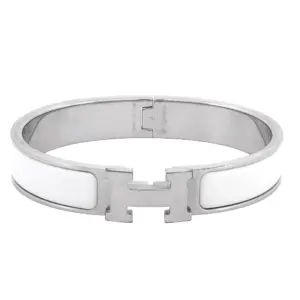 Hermès Silver & White Clic H Bracelet