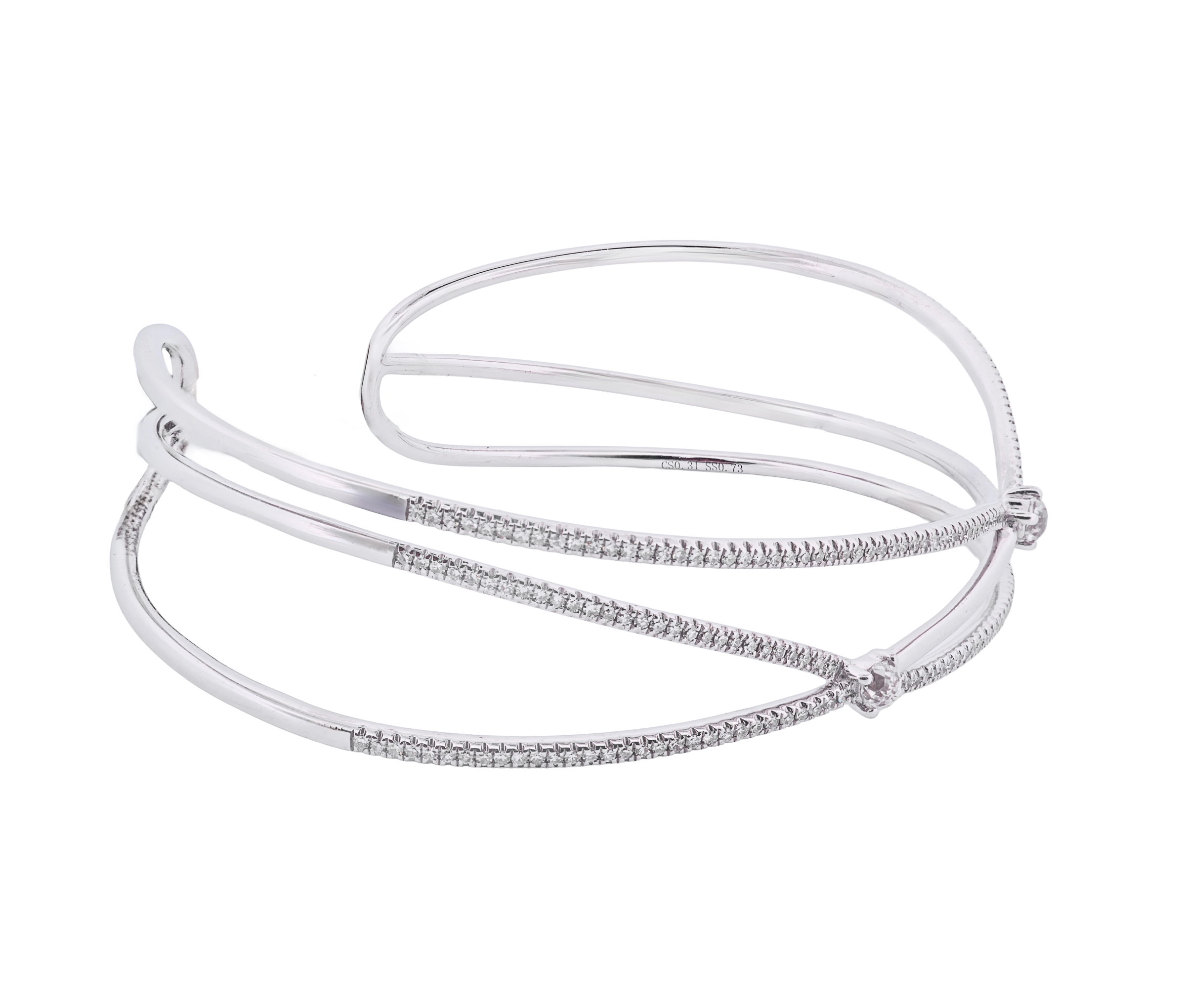 14K 1.04ct Diamond Bangle Bracelet - Image 2