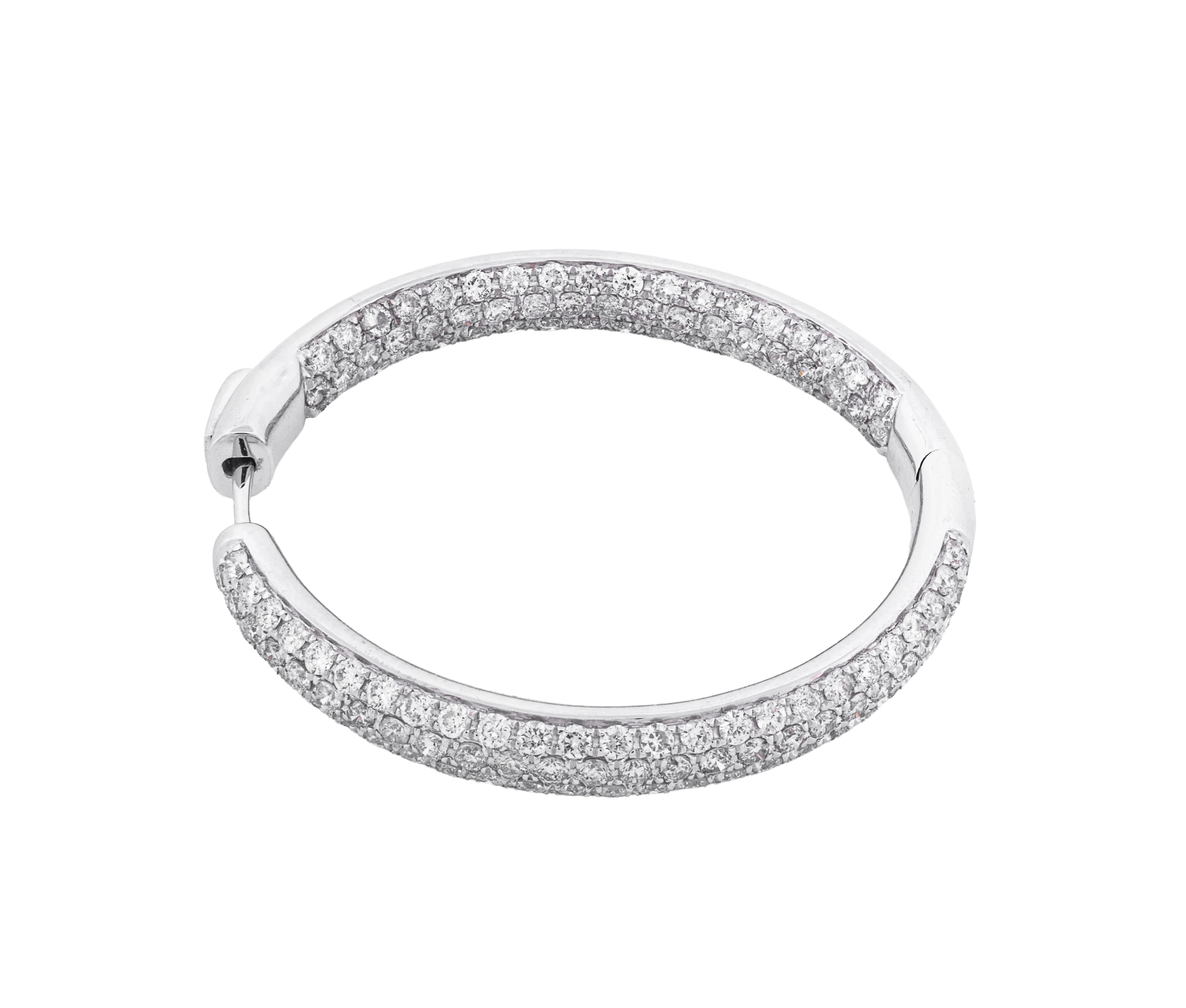 14K White Gold 4.82ct Diamond Hoop Earrings - Image 5