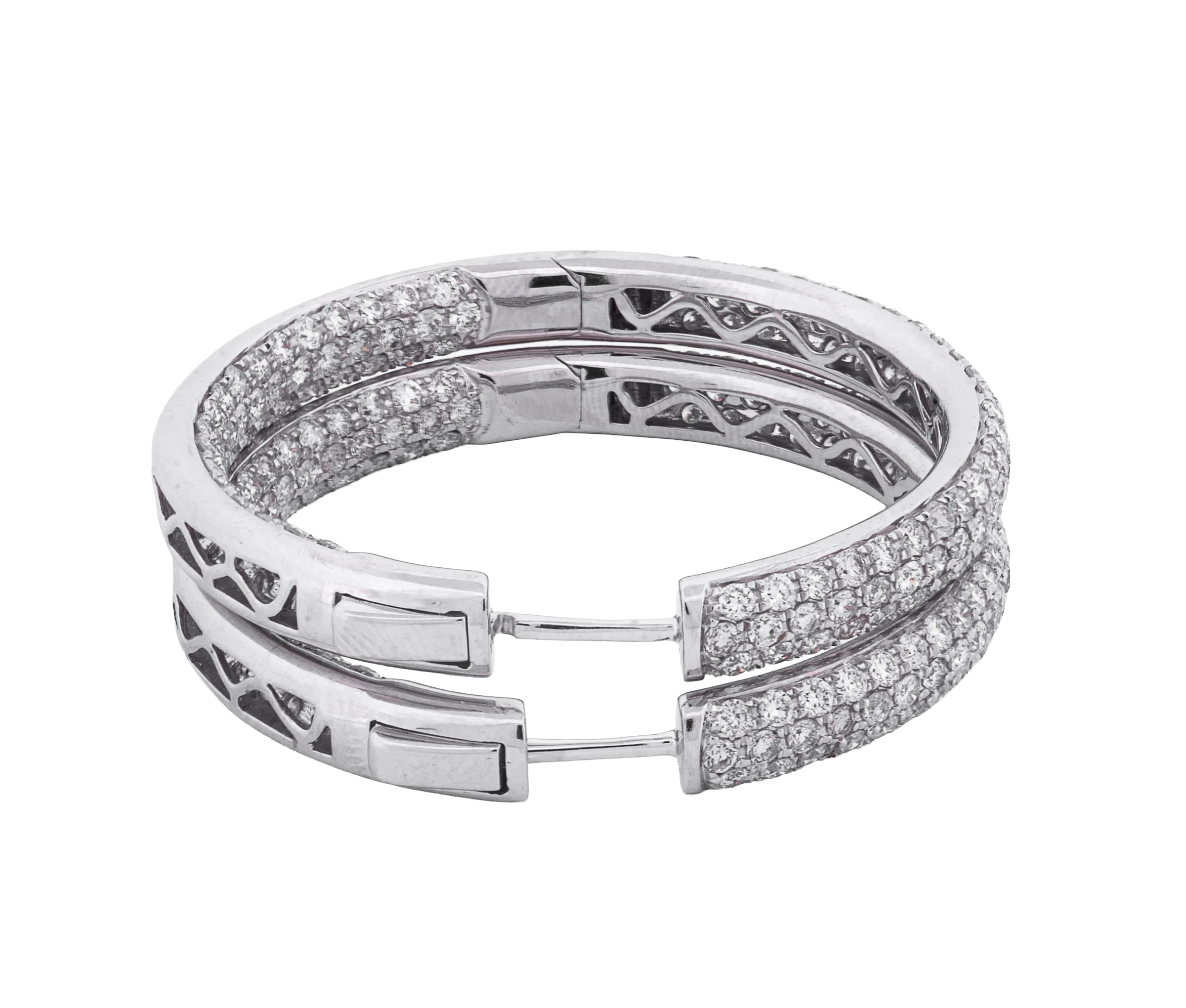 14K White Gold 4.82ct Diamond Hoop Earrings - Image 3
